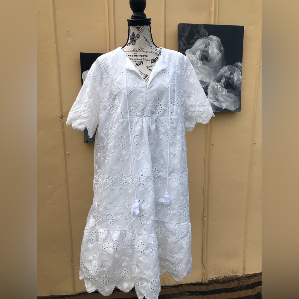Emery Rose White Eyelet Dress